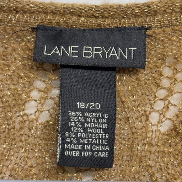 Lane Bryant Tan Duster Cardigan Sweater 18/20 gold thread mohair wool acrylic - Picture 3 of 6